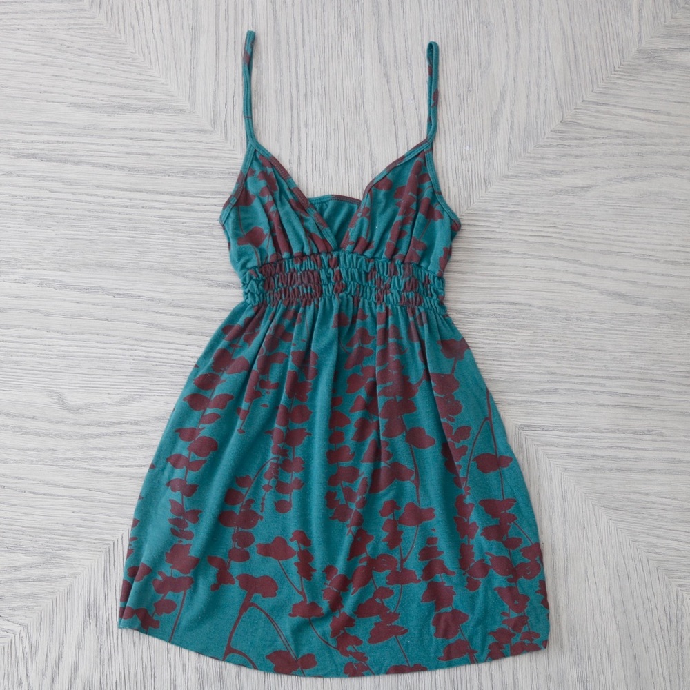 Green Floral Print Spaghetti Strap Tunic